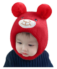 Load image into Gallery viewer, Babymoon Baby Bear Winter Ear Protection Cap Kids Hat Boys Girls Cap | 0-24M | Red