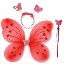 Load image into Gallery viewer, Babymoon Butterfly Fairy Angel Costumes Baby Wings Photography Props - Set of 3 | 6 Month To 10 Years | Red