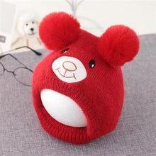 Load image into Gallery viewer, Babymoon Baby Bear Winter Ear Protection Cap Kids Hat Boys Girls Cap | 0-24M | Red