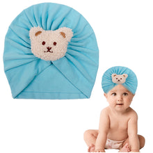 Load image into Gallery viewer, Babymoon | Set of 2 | Beanie Bear Turban Knot Boy’s Girl’s Kids New Born Baby Cap Hat Headwear 0-2 Y | Red-Blue