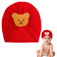 Load image into Gallery viewer, Babymoon | Set of 2 | Beanie Bear Turban Knot Boy’s Girl’s Kids New Born Baby Cap Hat Headwear 0-2 Y | Red-Blue