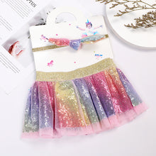 Load image into Gallery viewer, Babymoon Set of 2 Glittering Princess Girl’s Tutu Skirt with Headband | Baby Photoshoot Props | 3-8 years | Multi