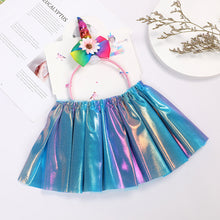 Load image into Gallery viewer, Babymoon Set of 2 Glittering Princess Girl’s Tutu Skirt with Headband | Baby Photoshoot Props | 3-8 years | Blue