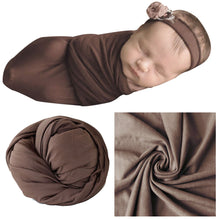 Load image into Gallery viewer, Babymoon Jersey Stretchble Baby Photography Shoot Wrap Cloth- Chocolate Brown