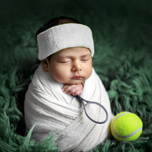 Load image into Gallery viewer, Babymoon Tennis Ball, Racket &amp; Belt | Baby Photography Props | Set Of 3 | 1 Yr | White
