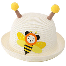 Load image into Gallery viewer, Babymoon Bee Baby Summer Spring Kids Cap with String | 2-8 Years | White