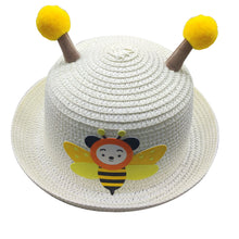 Load image into Gallery viewer, Babymoon Bee Baby Summer Spring Kids Cap with String | 2-8 Years | White