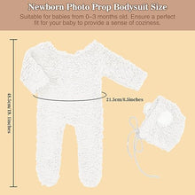 Load image into Gallery viewer, Babymoon Set of 2 | Fleece Suit with Infant Baby Bear Cap Hat | Baby Photography Props Costume | Baby Gift Set | 0-3 Months | White