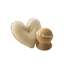 Load image into Gallery viewer, Babymoon | Set of 2 | Heart Shaped Pillow With Hairband | Baby Photoshoot Props | Posing Aids | Beige