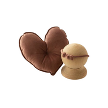 Load image into Gallery viewer, Babymoon | Set of 2 | Heart Shaped Pillow With Hairband | Baby Photoshoot Props | Posing Aids | Dark Brown