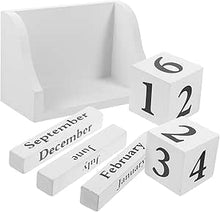 Load image into Gallery viewer, Babymoon Milestone Timeline Wooden Calendar Blocks | Add-ons | Baby Photoshoot Props|  White