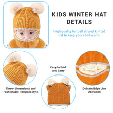 Load image into Gallery viewer, Babymoon Pom-Pom Knit Winter Kids Boys Girls Monkey Cap Baby Hat | Yellow | 2-8 yr