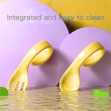 Load image into Gallery viewer, Babymoon | Set of 3 | Learn to Eat Baby Self Feeding Set | Silicone Spoon and Fork along with Storage Box | Yellow | Blue