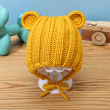 Load image into Gallery viewer, Babymoon Baby Winter Knitted Cap with String Kids Hat | 0-2Y | Yellow