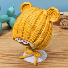 Load image into Gallery viewer, Babymoon Baby Winter Knitted Cap with String Kids Hat | 0-2Y | Yellow
