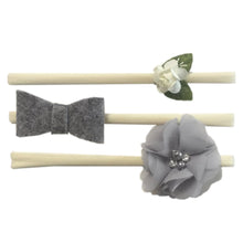 Load image into Gallery viewer, Babymoon (Set of 3) Baby Headbands Fusion, Girl's Hairbands for Newborn,Toddler and Children - Grey