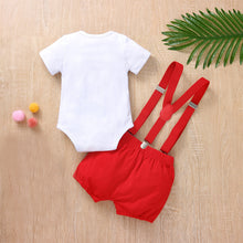 Load image into Gallery viewer, Babymoon 1st Birthday Cake Smash Outfit |Romper & Suspender Costume | 1 Yr - Red