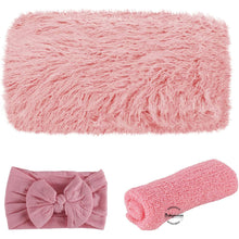 Load image into Gallery viewer, Babymoon Set of Fur Blanket (70x60cm), Wrap & Headband Photography Props - Pink