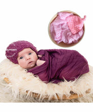 Load image into Gallery viewer, Babymoon Non Stretchable Baby Wrap & Cap New Born Photography Photohoot Prop-Pink