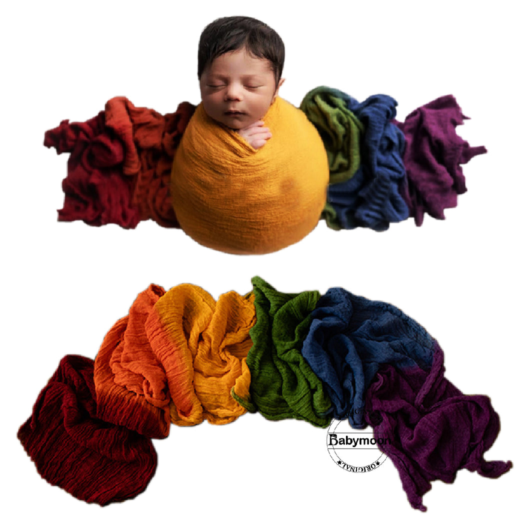 Babymoon Cheese Wrap Stretchble Baby Photography Shoot Wrap Cloth (50x260cm) - Bright Rainbow