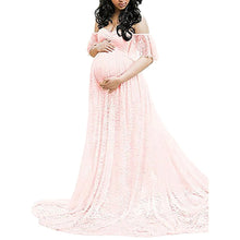 Load image into Gallery viewer, Babymoon Off Shoulder Maternity Gown Dress -Pink