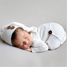 Load image into Gallery viewer, Babymoon Stretchable Bodysuit & Cap New Born Outfits Costumes-White | 0-1 Month