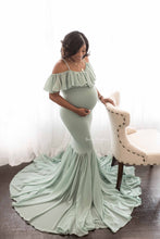 Load image into Gallery viewer, Babymoon Off Shoulder Maternity Gown Dress - Green