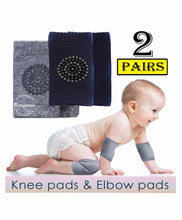 Load image into Gallery viewer, Babymoon Baby Kids Knee Pads AntiSlip Stretchable Knee Cap Elbow Safety - Light Grey & Blue