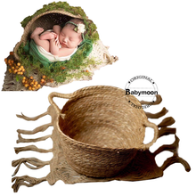 Load image into Gallery viewer, Babymoon Jute Woven Basket Baby Photoshoot Photography Props Furniture - Brown
