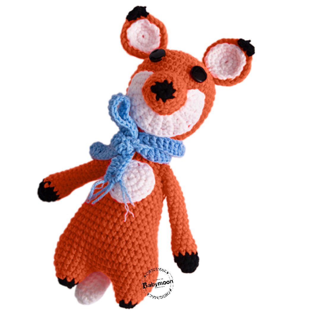 Babymoon Fox (17 Cm) Handmade Knitted Stuffed Animal Baby Kids Photography Shoot Props Organic Toys