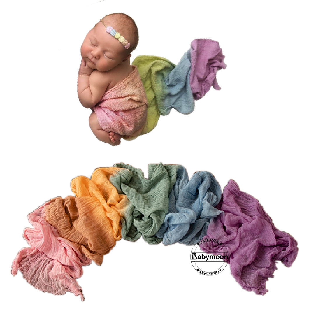 Babymoon Cheese Wrap Stretchble Baby Photography Shoot Wrap Cloth (50x260cm) - Pastel Rainbow