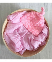 Load image into Gallery viewer, Babymoon Non Stretchable Baby Wrap & Cap New Born Photography Photohoot Prop-Pink