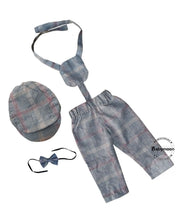 Load image into Gallery viewer, Babymoon Gentleman Cap, Bow and Suspender Photoshoot Prop - Grey