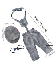 Load image into Gallery viewer, Babymoon Gentleman Cap, Bow and Suspender Photoshoot Prop - Grey