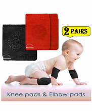 Load image into Gallery viewer, Babymoon Baby Kids Knee Pads AntiSlip Stretchable Knee Cap Elbow Safety - Red & Black