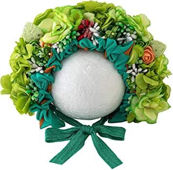 Babymoon Floral Bonnet New Born Baby Photography Shoot Props Costumes - Green