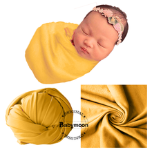Load image into Gallery viewer, Babymoon Jersey Stretchble Baby Photography Shoot Wrap Cloth- Yellow