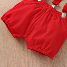 Load image into Gallery viewer, Babymoon 1st Birthday Cake Smash Outfit |Romper & Suspender Costume | 1 Yr - Red