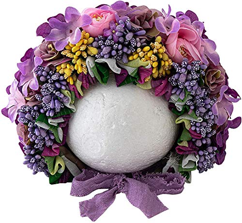 Babymoon Floral Bonnet New Born Baby Photography Shoot Props Costumes - Purple