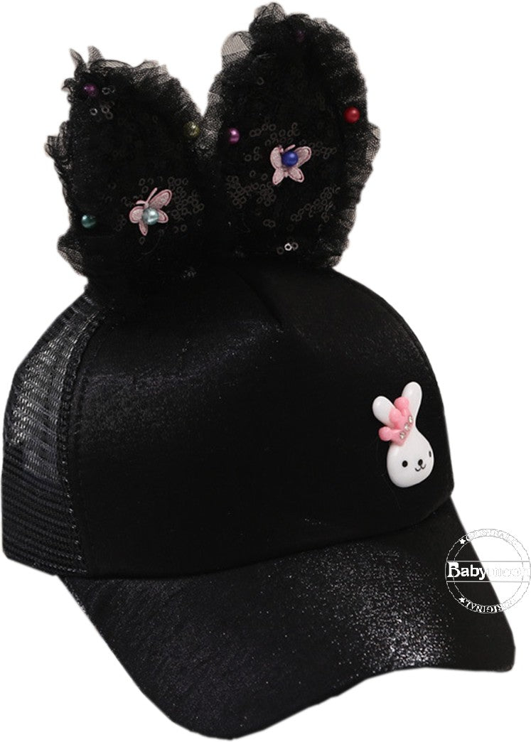 Babymoon Rabbit Ears Summer Cap Hat - Black