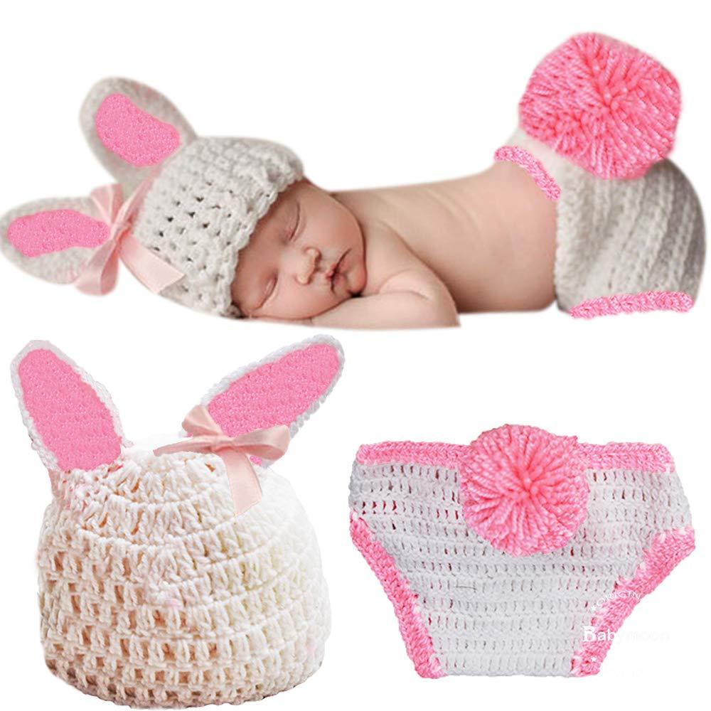 Babymoon Rabbit Newborn Photography Crochet Outfit Costume White BABYMOON