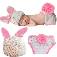 Load image into Gallery viewer, Babymoon Rabbit Newborn Photography Crochet Outfit Costume - White