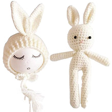 Load image into Gallery viewer, Babymoon Rabbit Toy with Cap New Born Baby Photography Shoot Props Costumes- White