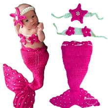 Load image into Gallery viewer, Babymoon Mermaid Newborn Photography Crochet Outfit Costume - Pink