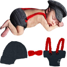 Load image into Gallery viewer, Babymoon Captain Newborn Photography Crochet Outfit Costume