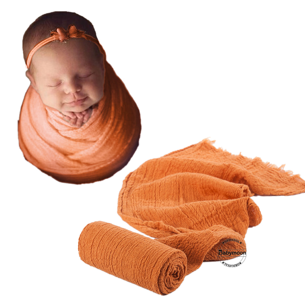 Babymoon Cheese Wrap Stretchble Baby Photography Shoot Wrap Cloth - Orange