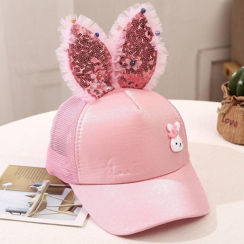 Babymoon Rabbit Ears Summer Cap Hat Pink - Main Image