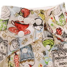 Load image into Gallery viewer, Babymoon 1 Cloth Diaper with 5Layers Grey Insert Premium Adjustable Reusable Cloth Diaper (Foodie)