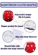 Load image into Gallery viewer, Babymoon Free Size Reusable 7 Cloth Diaper with 7 Grey Insert - Pack of 14