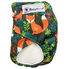 Load image into Gallery viewer, Babymoon 1 Cloth Diaper with 5Layers Grey Insert Premium Adjustable Reusable Cloth Diaper (Fox)